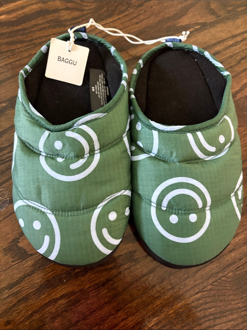 BAGGU Green Smiley Slip-On Slippers
